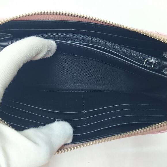 Rebecca Minkoff Pink Leather Chevron Quilted Zip Around Credit Card Wallet - Picture 14 of 16